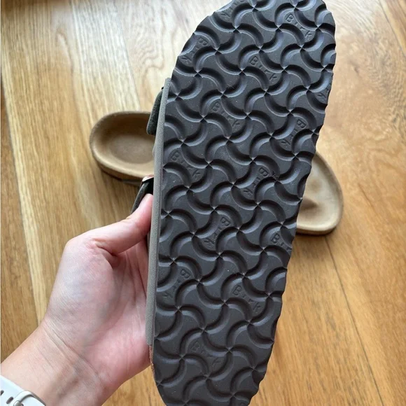 Birkenstock Women's Sandals - Gray with Brown Buckles - Picture 3 of 7